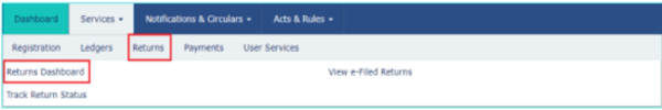 Step 2: Then, in the Services menu, click on the Returns Dashboard.