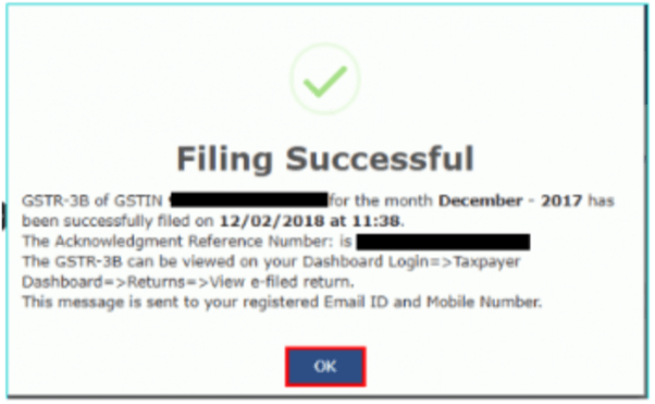 Step 9: On successfully Filling, the message of Filing Successful will be displayed with the ARN (Acknowledgement Reference Number). For future reference, note the ARN.