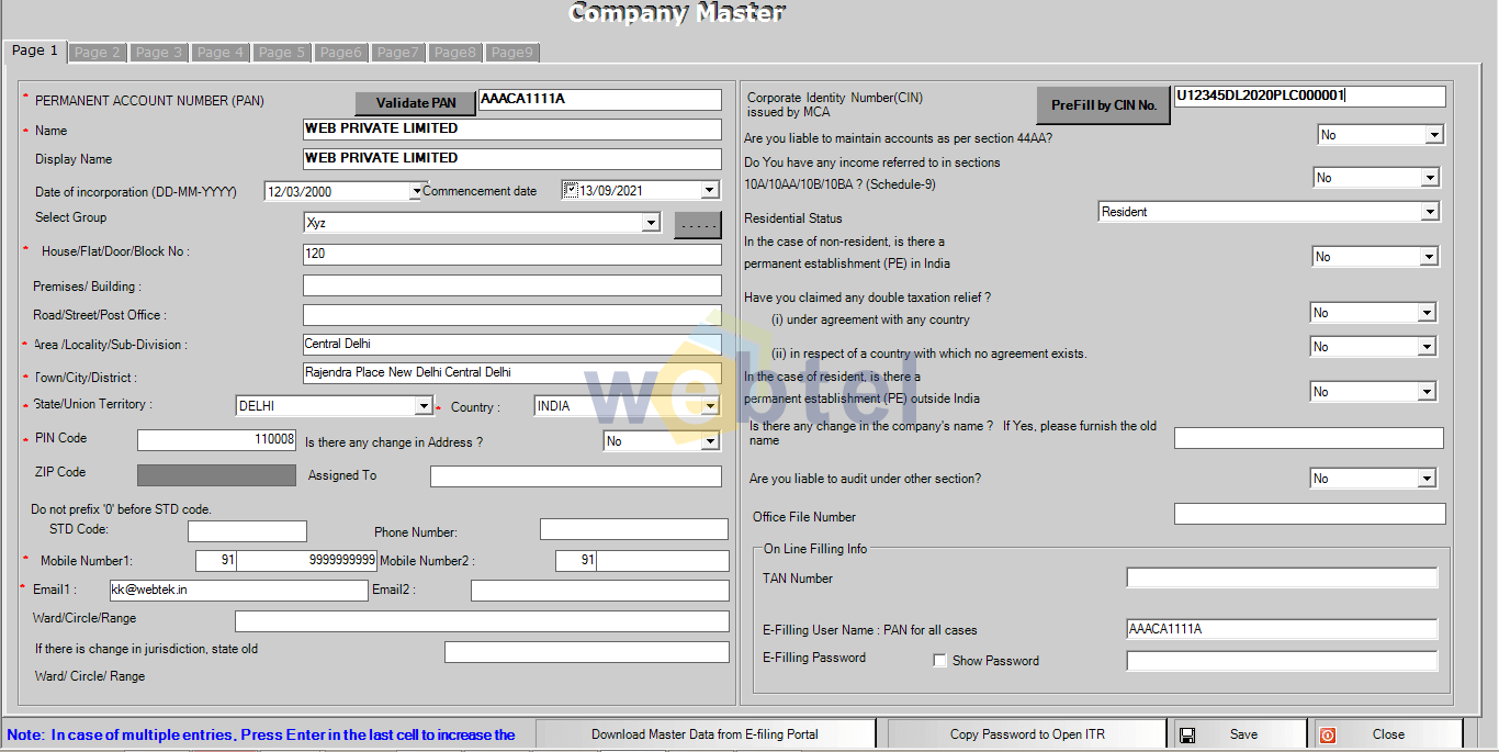 Import the company details
