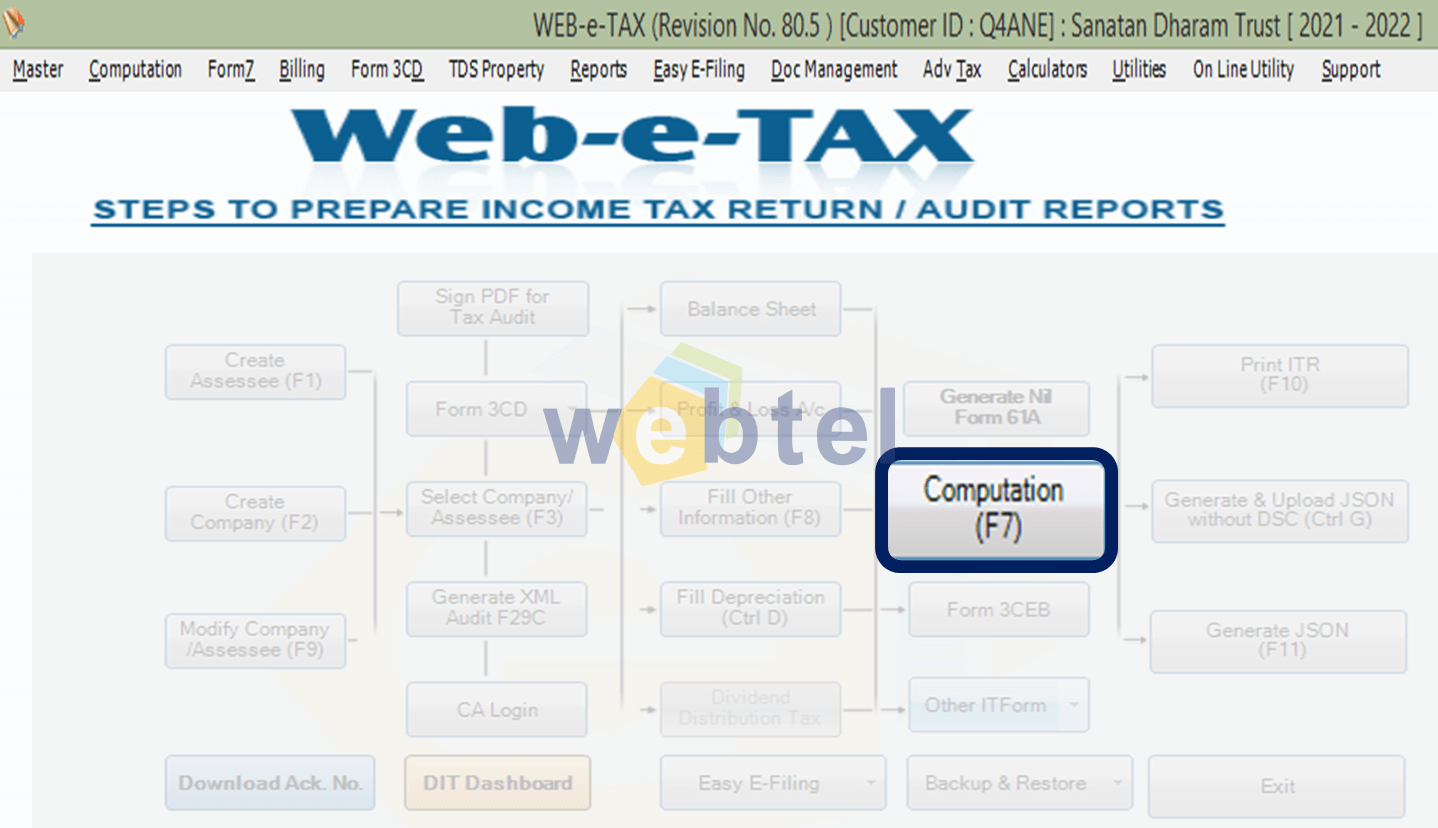 Fill the income and deduction details